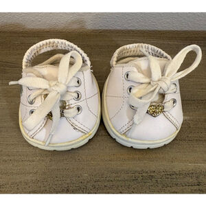 Vintage Build-A-Bear Workshop white Skechers sneakers with a glitter heart charm